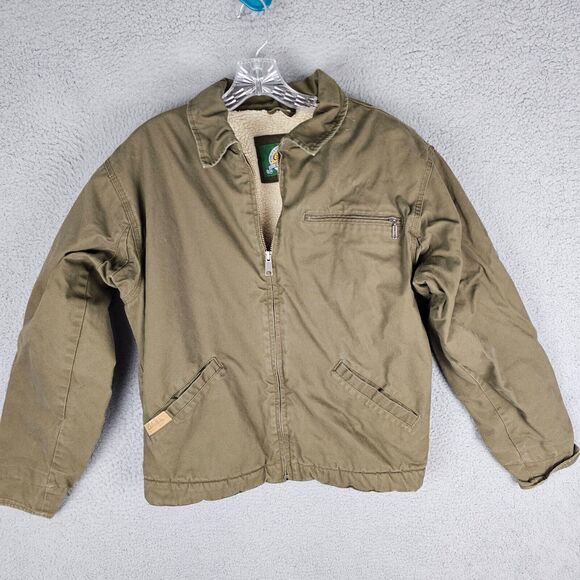 Cabelas Jacket Mens Medium Chore Barn Field Coat Sherpa Lined Insulated Heavy